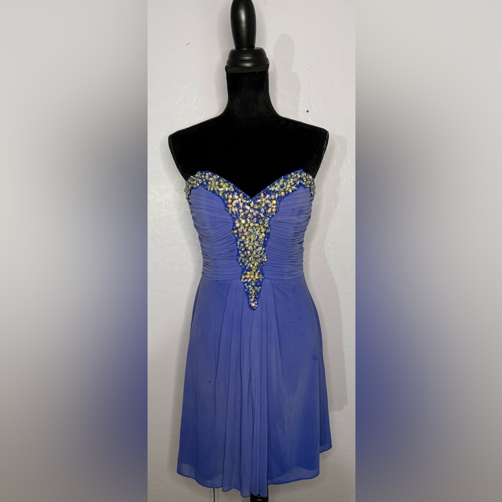 Blondie Nites Blue/Royal Blue Strapless Homecoming Dress